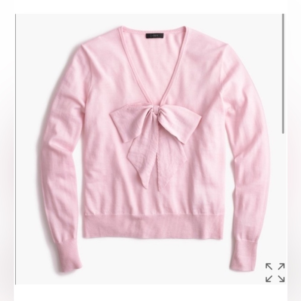 J. Crew Light Pink V-Neck Bow Sweater
